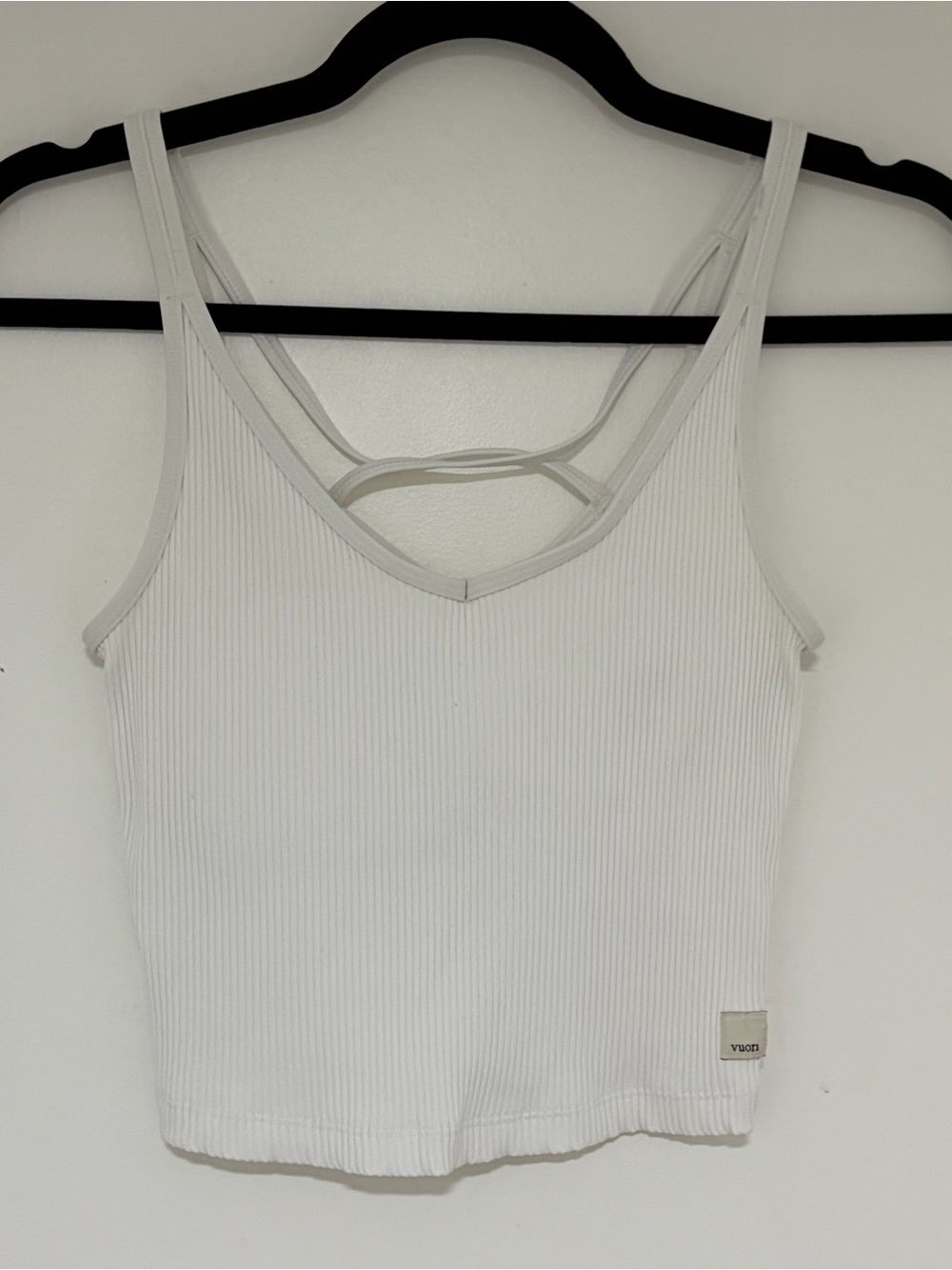 Vuori White Ribbed Strappy Tank Top